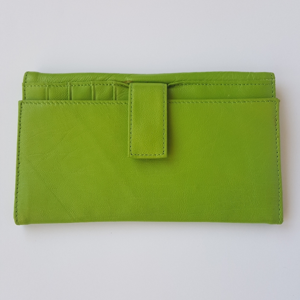 Junior Drake Lime Green Leather Wallet - Picture 2 of 8